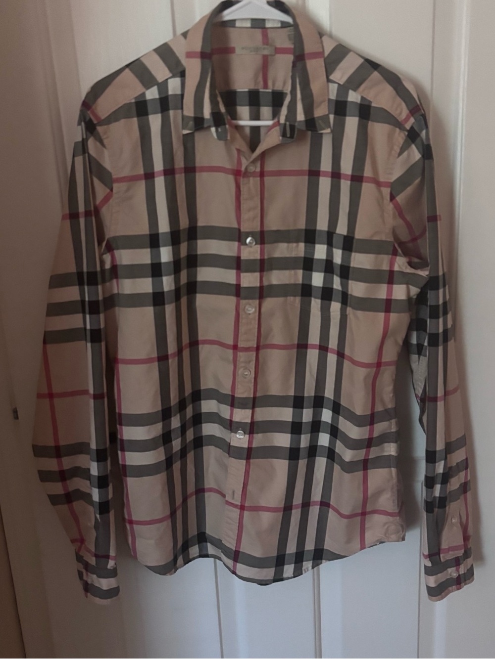 BURBERRY Brit Plaid Long Sleeve Dress Shirt Size L